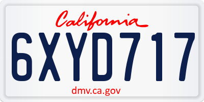 CA license plate 6XYD717