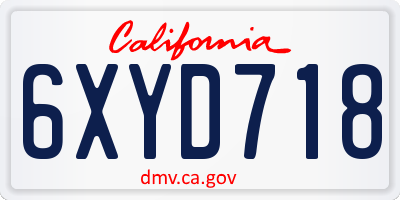 CA license plate 6XYD718