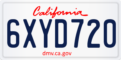 CA license plate 6XYD720