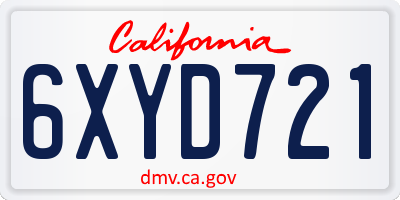 CA license plate 6XYD721