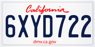 CA license plate 6XYD722