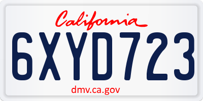 CA license plate 6XYD723