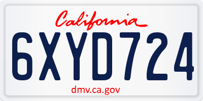 CA license plate 6XYD724