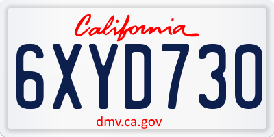 CA license plate 6XYD730