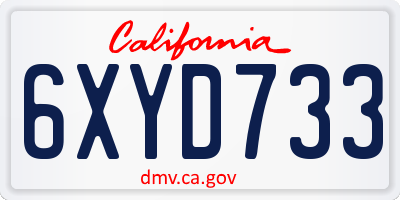 CA license plate 6XYD733