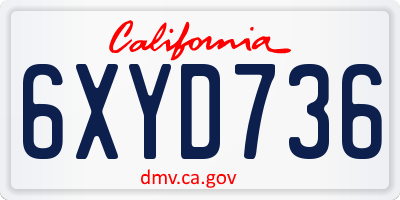 CA license plate 6XYD736