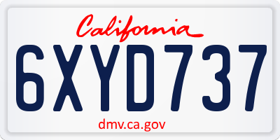 CA license plate 6XYD737