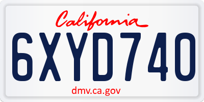 CA license plate 6XYD740