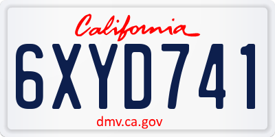 CA license plate 6XYD741