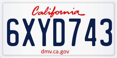 CA license plate 6XYD743