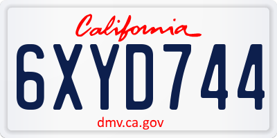 CA license plate 6XYD744