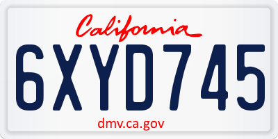 CA license plate 6XYD745