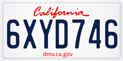 CA license plate 6XYD746