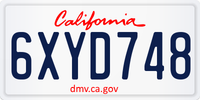 CA license plate 6XYD748