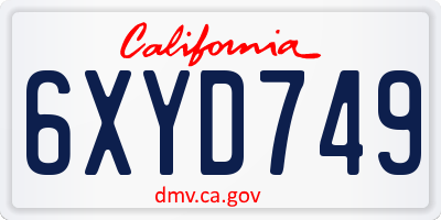 CA license plate 6XYD749