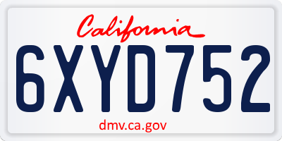 CA license plate 6XYD752