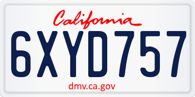 CA license plate 6XYD757