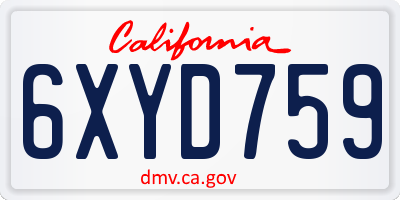 CA license plate 6XYD759