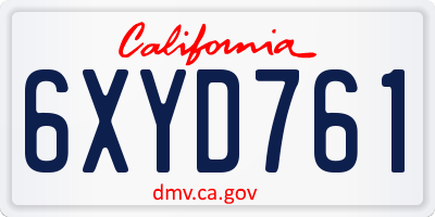 CA license plate 6XYD761