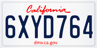 CA license plate 6XYD764