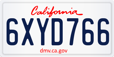 CA license plate 6XYD766