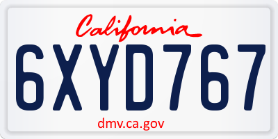 CA license plate 6XYD767