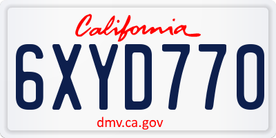 CA license plate 6XYD770