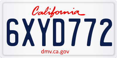 CA license plate 6XYD772
