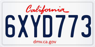 CA license plate 6XYD773