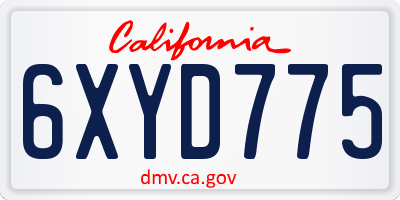 CA license plate 6XYD775
