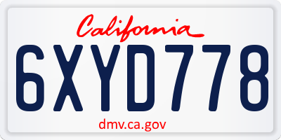 CA license plate 6XYD778