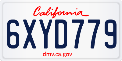 CA license plate 6XYD779