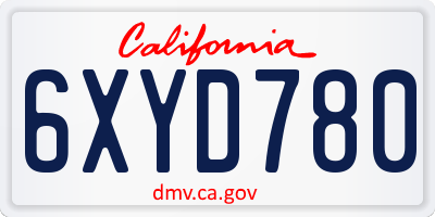 CA license plate 6XYD780