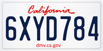 CA license plate 6XYD784