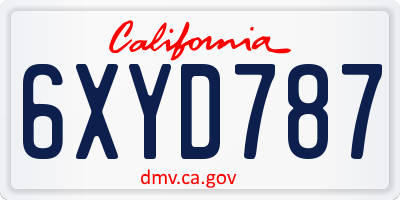CA license plate 6XYD787