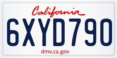 CA license plate 6XYD790