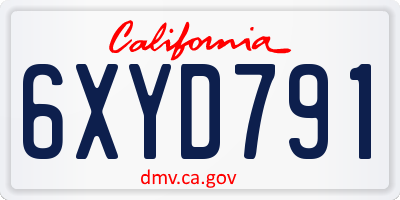 CA license plate 6XYD791