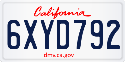 CA license plate 6XYD792