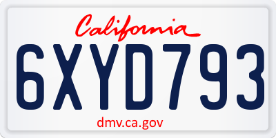 CA license plate 6XYD793