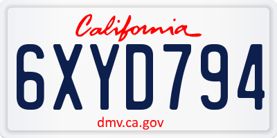 CA license plate 6XYD794