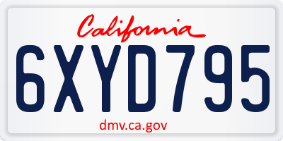 CA license plate 6XYD795