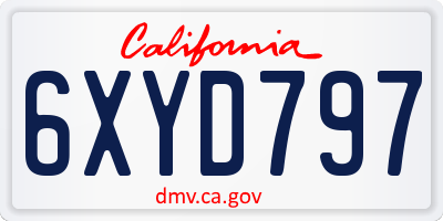 CA license plate 6XYD797