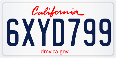 CA license plate 6XYD799