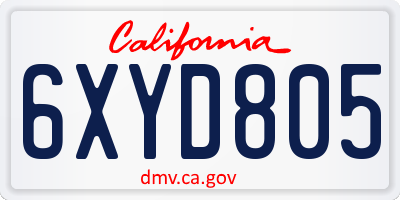 CA license plate 6XYD805
