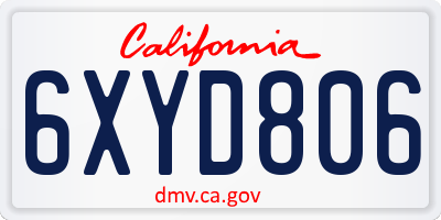 CA license plate 6XYD806