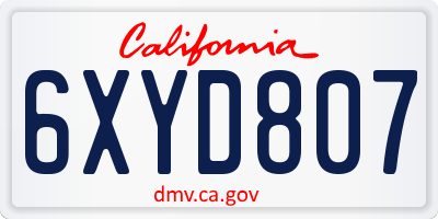 CA license plate 6XYD807