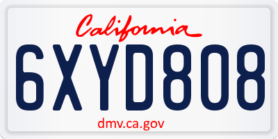 CA license plate 6XYD808