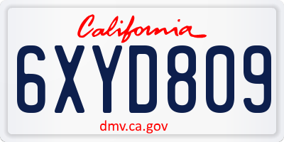 CA license plate 6XYD809