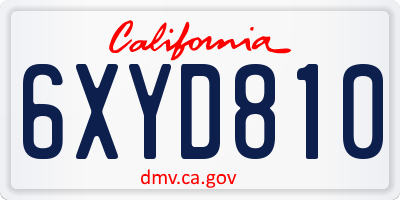 CA license plate 6XYD810