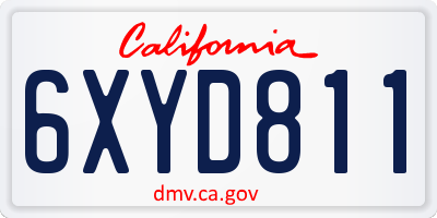 CA license plate 6XYD811